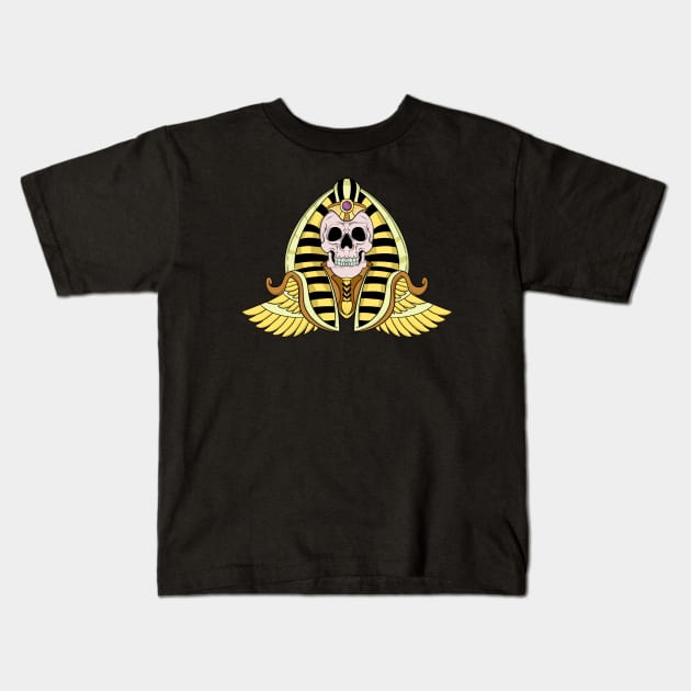 Egyptian King Pharaoh Skull Kids T-Shirt by Trendy Black Sheep